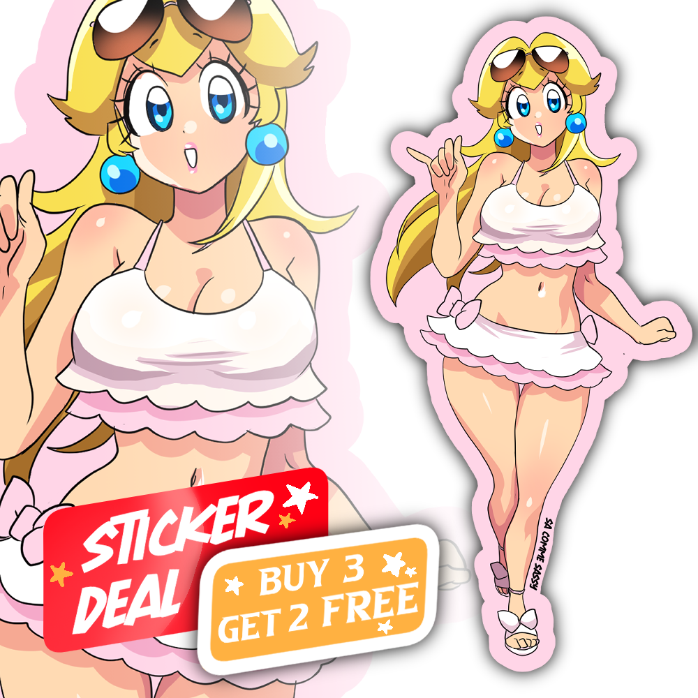 Sticker-Swim Suit Peach A
