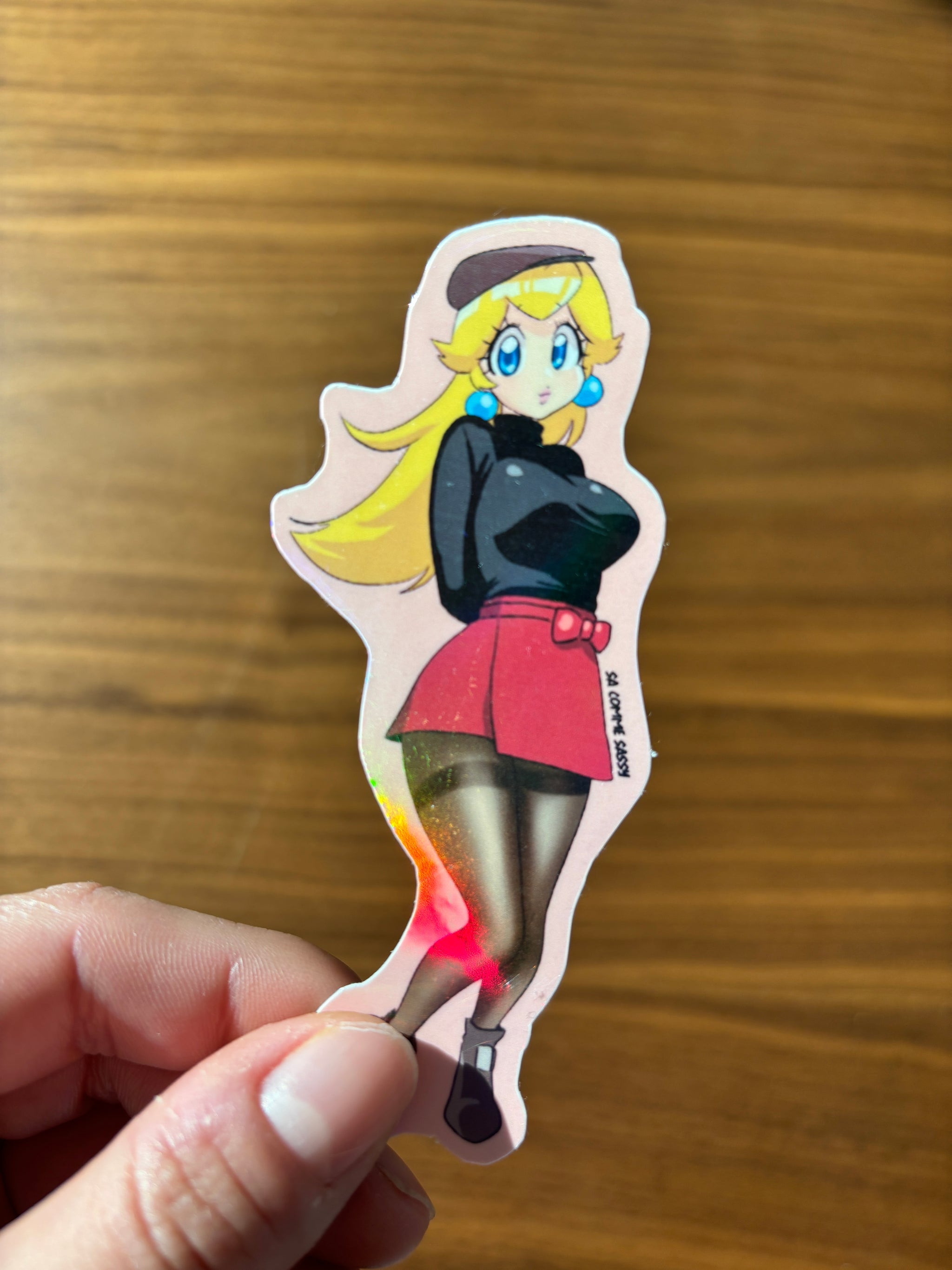 Sticker-Peach in skirt