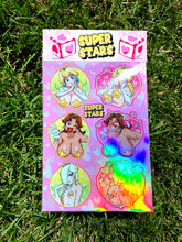 Load image into Gallery viewer, Party Stars holographic sticker set

