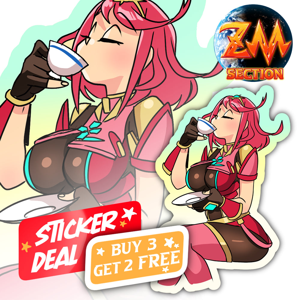 Sticker(ZM section)-Pyra sipping tea