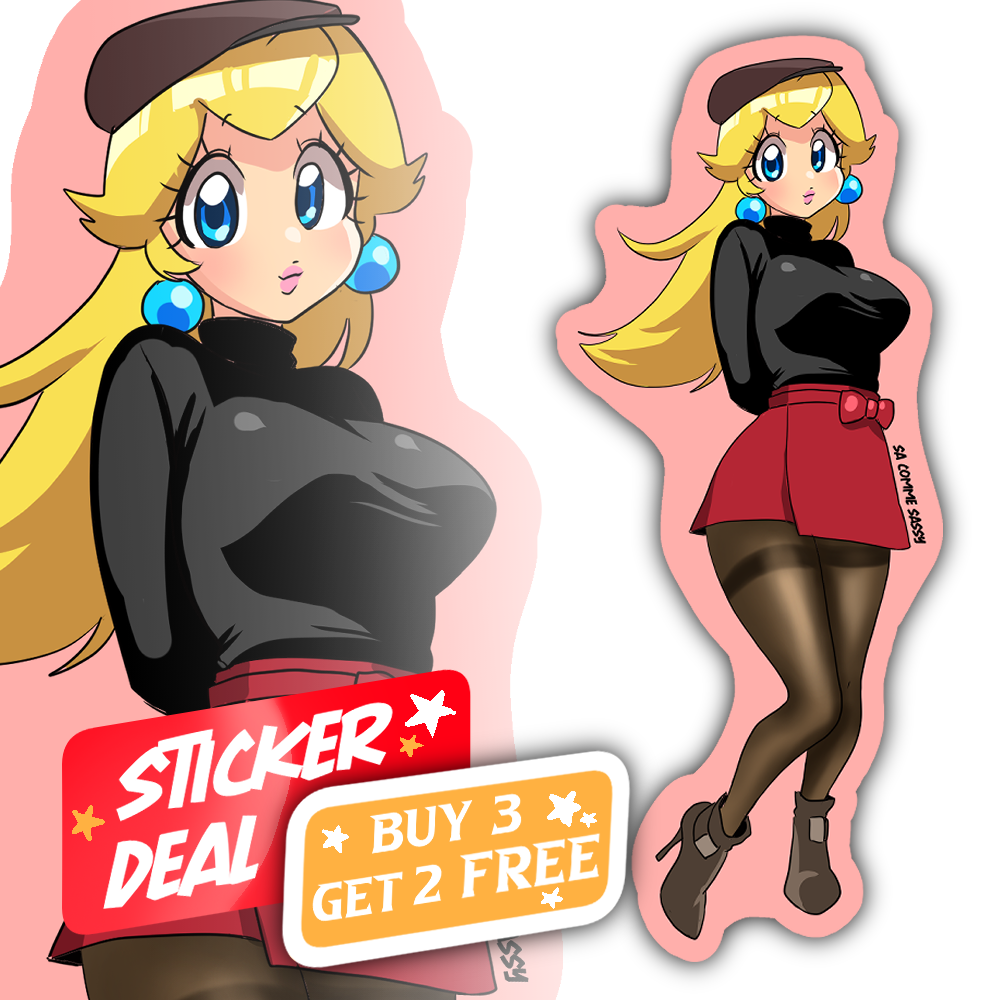 Sticker-Peach in skirt