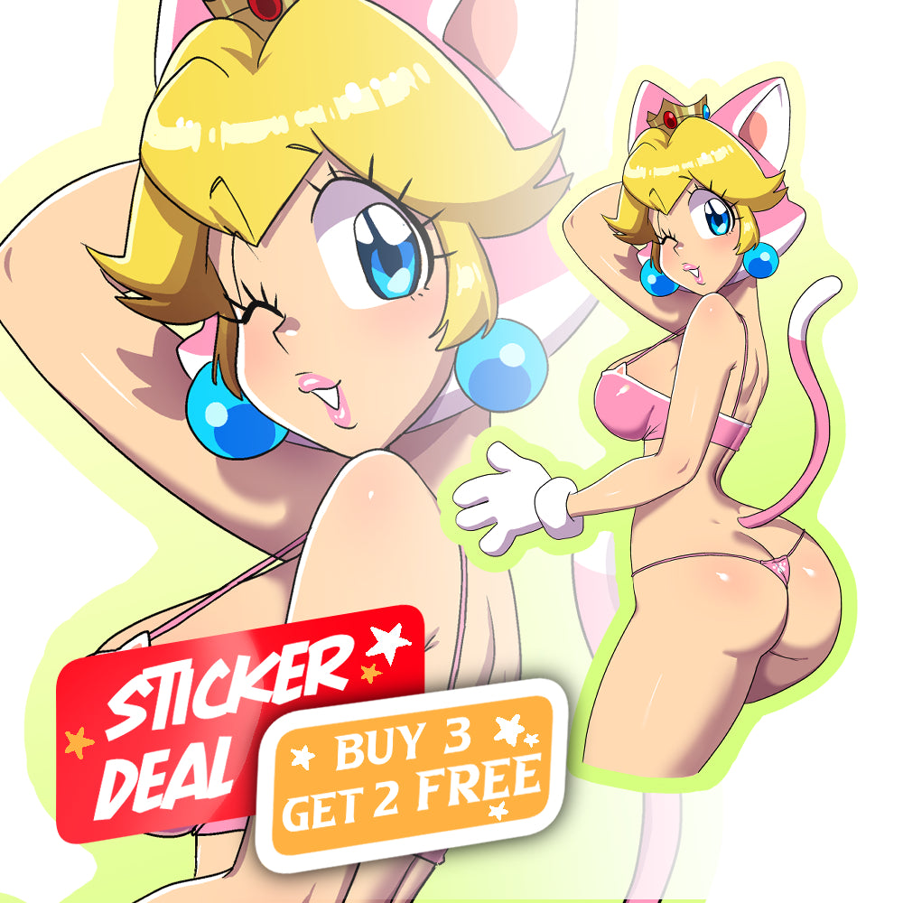 Sticker-Cat Peach (kitty power)